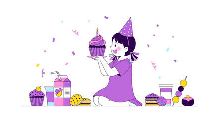 Cheerful Child Celebrates Special Occasion With Colorful Delights And Joyous Atmosphere