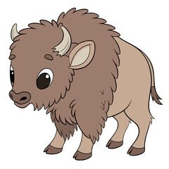 Vector art of cute cartoon bison