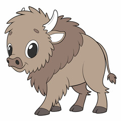 Vector art of cute cartoon bison