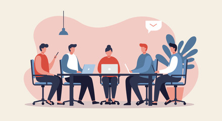 Diverse business team collaborating in modern office Productive meeting teamwork and strategy discussion