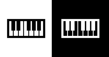 black and white illustration of a piano icon