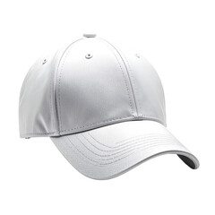 Fototapeta premium Classic white baseball cap, curved bill, stitched visor, blank template