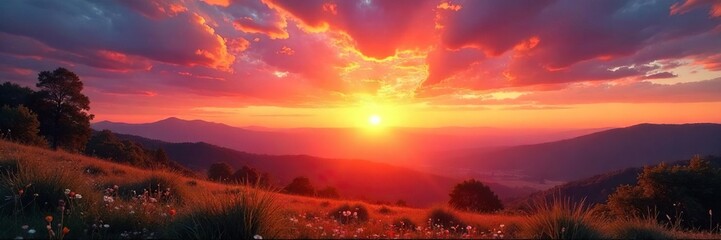 Golden Sunrise Landscape Vibrant Colors Illuminate Hopeful New Beginnings