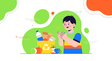 Cheerful Young Person Embraces The Concept Of Environmental Sustainability And Waste Recycling