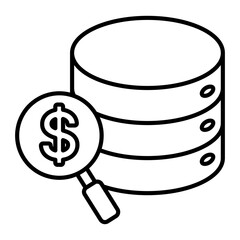 Financial Analysis with Magnifying Glass and Database Icons Representing Data Insights and Investment Research