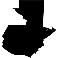 Editable detailed black vector silhouette of the country of Guatemala.