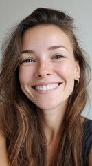 Woman smiling on video call interface with stabilized connection