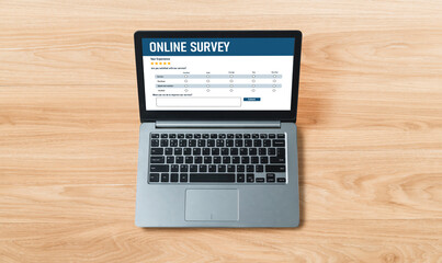 Fototapeta premium Online survey form for modish digital information collection on the internet network