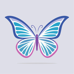 Naklejka premium Beautiful blue and purple butterfly with symmetrical wing patterns in bright studio
