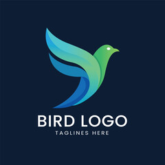abstract flying bird with open wings logo Vector Template
