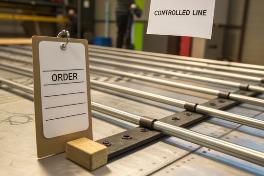 Metal Rods Lined Parallel Under the Controlled Order Line