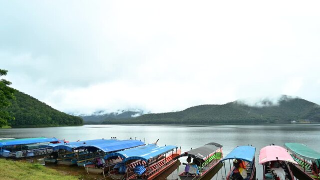 Pick-up point for passengers to board the boat for a morning view, the Chamcha tree in the middle of the water, a new landmark of Chiang Mai Province at the Mae Ngad Dam, Mae Taeng District, Chiang Ma