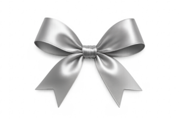Silver satin ribbon bow for gift decoration