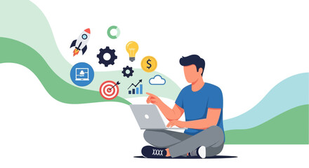 Digital Startup: A Young Man Harnessing Technology For Business Creation And Growth