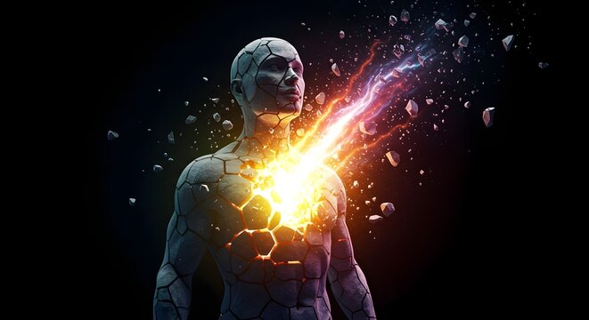 Unleash inner brilliance shattered shell with glowing spectrum light representing creativity resilience and triumph