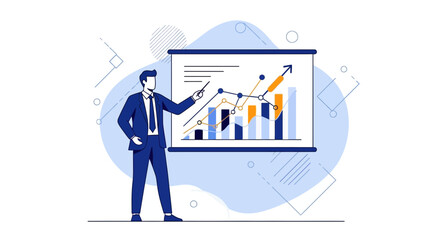 Fototapeta premium Efficient Business Presentation Depicting Financial Growth and Successful Company Strategies