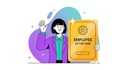 Employee of the Year Illustration Depicting Achievement, Recognition and Professional Success