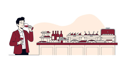 Elegant Wine Tasting Event Featuring Assortment Of Delicious Delicacies Presentation
