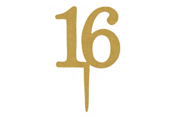 Golden glitter sweet sixteen birthday cake topper