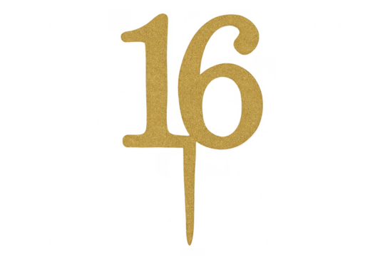 Golden glitter sweet sixteen birthday cake topper