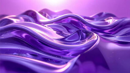 Endless Waves of Light: Cycled 3D Metallic Ribbons Ripple Over an Abstract Purple Dreamscape