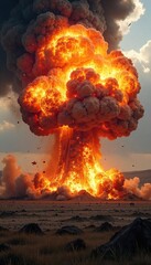 Devastating Bomber Explosion Shockwave and Debris Cloud Rise in Intense Aftermath