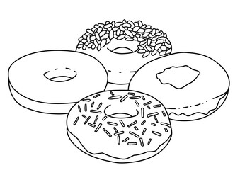 hand drawn vector illustration of donuts
