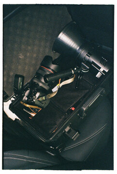Camera and Flash Gear in Travel Case
