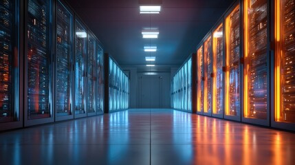 Digital technology environment with futuristic server racks