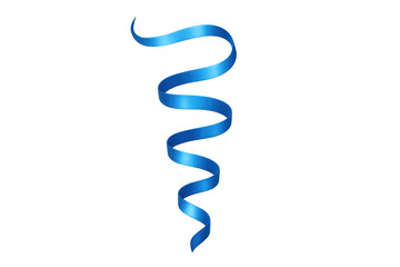 Blue curling ribbon decoration on transparent background