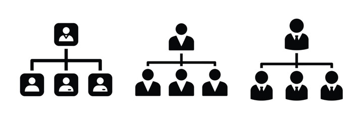 hierarchy silhouette business vector icon set.