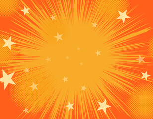 アメコミ風のシンプルな背景　集中線　ドットグラデーション　オレンジ　4