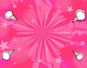 アメコミ風のシンプルな背景　集中線　ドットグラデーション　ピンク　1