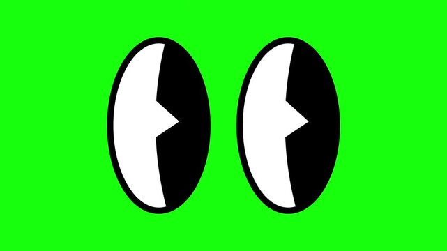 Animated cartoon eyes blinking and looking around left and right. Isolated design element on green screen background.