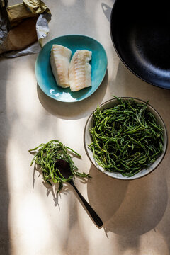Samphire and cod