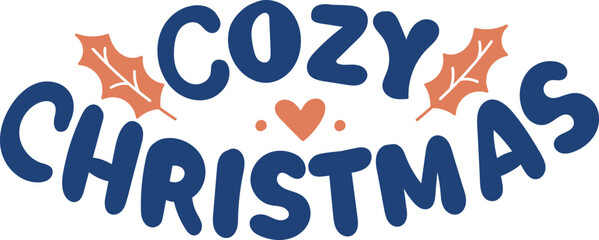 Cozy Christmas Winter Typography with Leaves