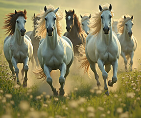 Obraz premium horses in the field