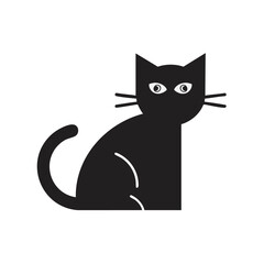 Minimalist Geometric Black Cat Illustration on White Background — Abstract Animal Design for Modern Art and Branding