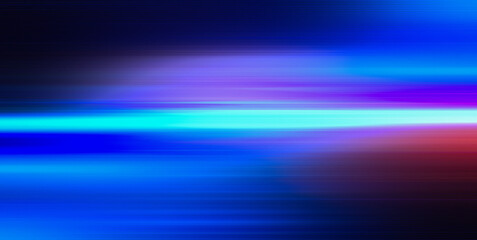Abstract Light Streaks in Blue and Purple Tones . Blur red glowing lines. Neon abstract background. Futuristic radiance. Defocused luminous navy blue red  color curve streak light flare motion on dark