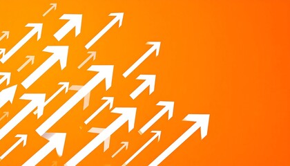 White Arrows Pointing Upward on a Vibrant Orange Background.