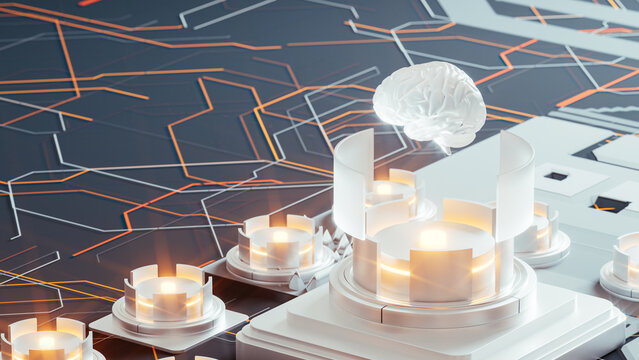 AI concept shown through a technological brain design