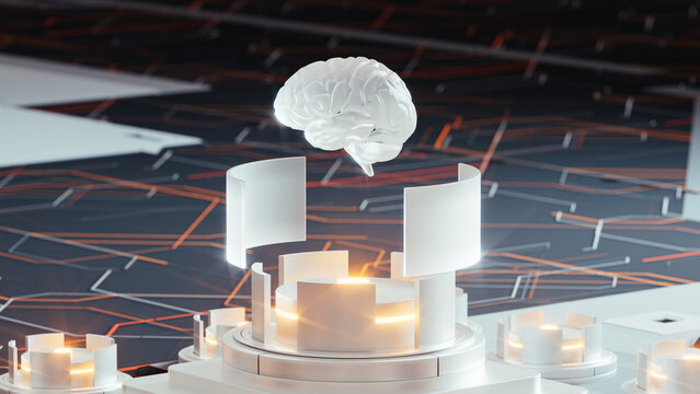 AI concept shown through a technological brain design