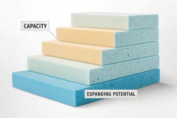 Stacked foam panels showing height variation against white background