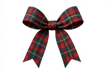 Red and green tartan bow for festive christmas decoration