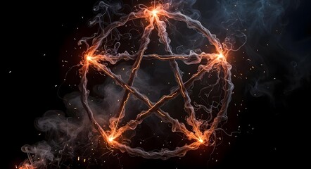 A Burning Pentagram Symbol Set Against a Cosmic Background for a Striking Visual Impact