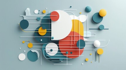 Obraz premium Abstract geometric shapes with lines on a grey background