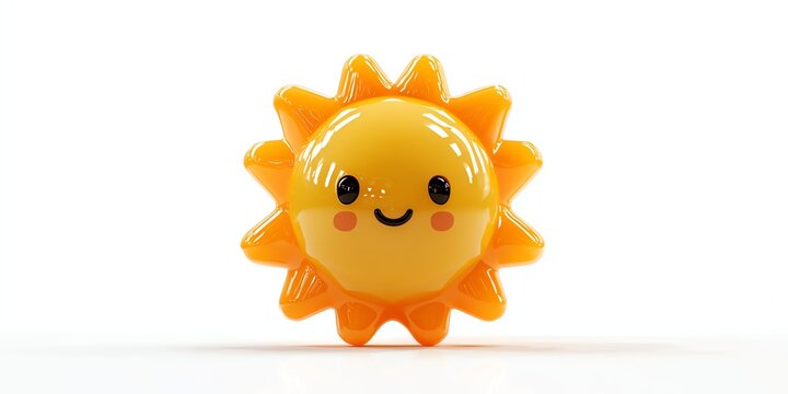 Cheerful sun character with a smiling face, perfect for children's decor and playful design.