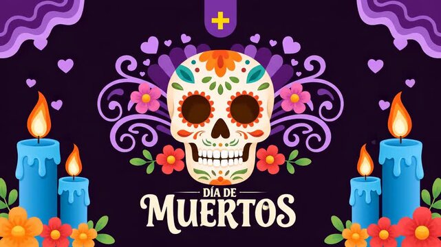 Decorated skull for Day of the Dead celebration. A vector graphic illustration for a festive event. Mexican tradition, cultural heritage, remembrance.