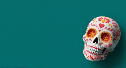 Artistic decorative skull with intricate floral details
