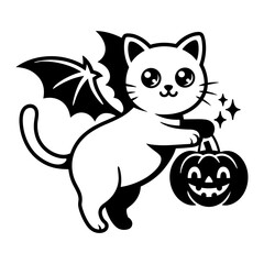 Halloween Cat with Bat Wings